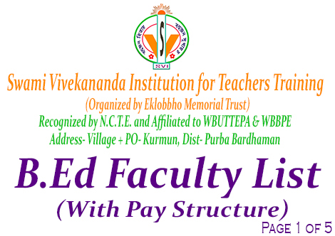 B.Ed. Faculty Pay Structure 